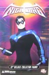 NIGHTWING is the newest addition to DC Direct's line of realistically proportioned, super-heroic 1:6 scale figures! This deluxe collector figure comes clothed in an authentically detailed fabric costume and includes two escrima sticks and a display stand. Packaged in a deluxe 4-color window box with a 5th panel. Includes alternate mask.
