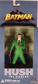 Edward Nygma was obsessed by riddles, constantly confounding the Dark Knight by leaving clues at the scenes of his crimes. But The Riddler recently masterminded a grand plot against Batman, pulling the strings of the masked madman Hush! The BATMAN HUSH: THE RIDDLER ACTION FIGURE measures approximately 6 3/8 tall, features multiple points of articulation and comes with his cane and hat. This figure also includes a Batman logo base and comes packaged in a 4-color window box.
