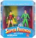 Next in the line of Super Friends! Deluxe Action Figure Sets! He's the junior half of the Dynamic Duo, the boy wonder known as Robin! But the last laugh is on the Riddler if he thinks that just because he's still a kid, Robin isn't a force to be reckoned with! Robin and the Riddler both measure approximately 6 1/4 tall, feature multiple points of articulation and include a Super Friends logo base. The Riddler comes with a remote control mind device measuring approximately 1 from side to side and this set also includes a miniature Batmobile measuring approximately 3 1/2
